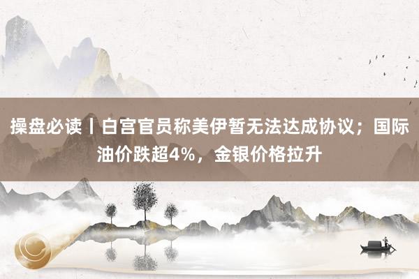 操盘必读丨白宫官员称美伊暂无法达成协议；国际油价跌超4%，金银价格拉升