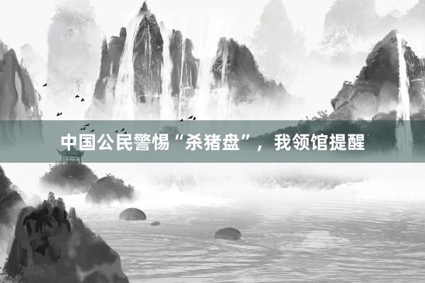 中国公民警惕“杀猪盘”，我领馆提醒
