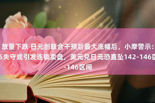放量下跌 日元创联合干预后最大涨幅后，小摩警示：155失守或引发连锁卖盘，美元兑日元恐直坠142-146区间