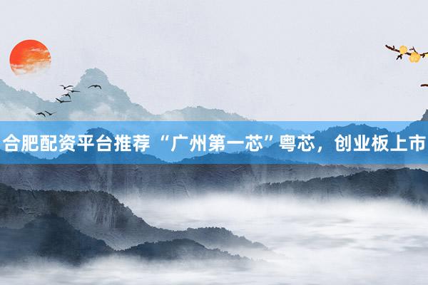 合肥配资平台推荐 “广州第一芯”粤芯，创业板上市